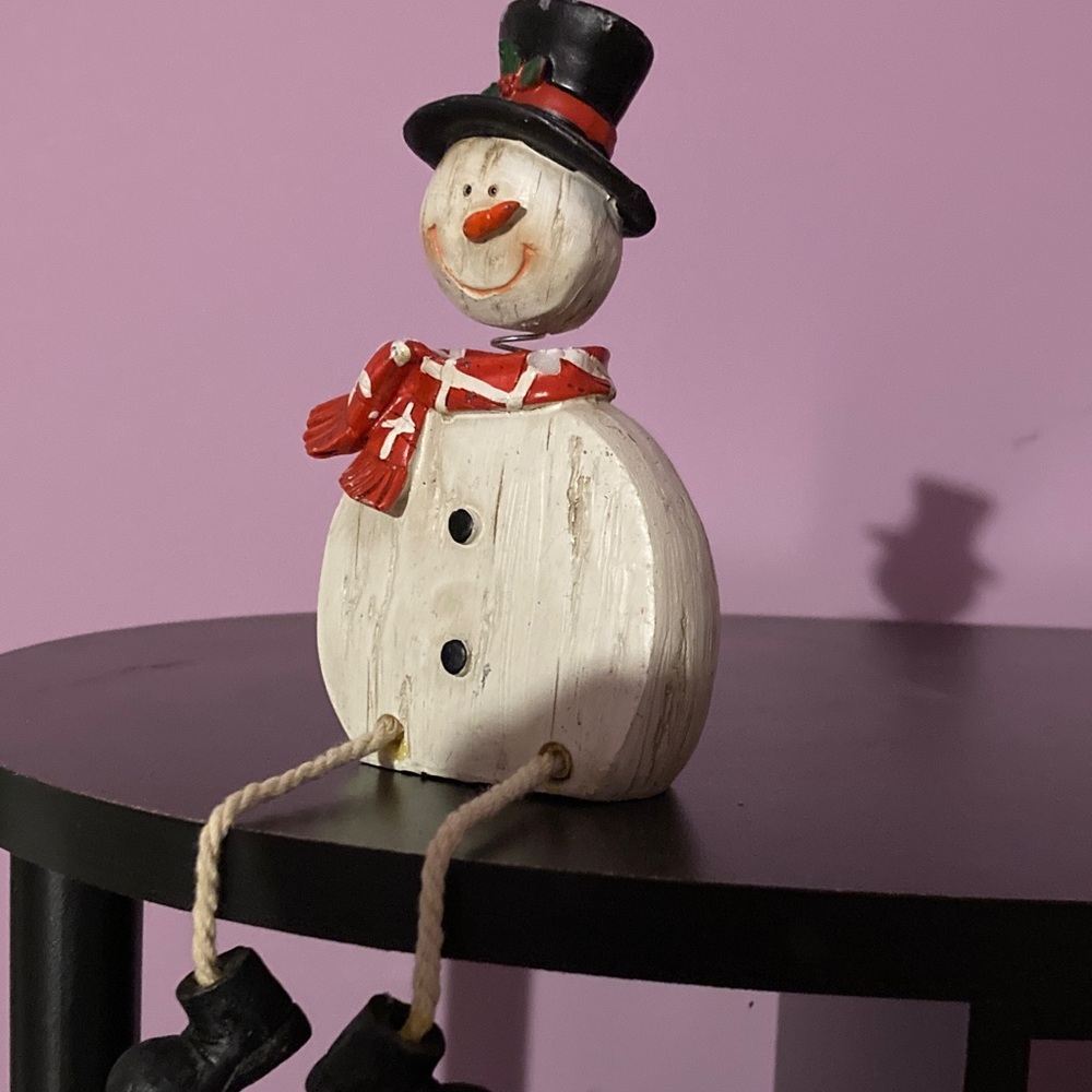 NEW Charming Snowman Decor with Red Scarf and Black Hat